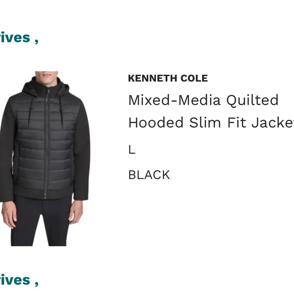 Kenneth Cole Black Mixed-Media Quilted Jacket